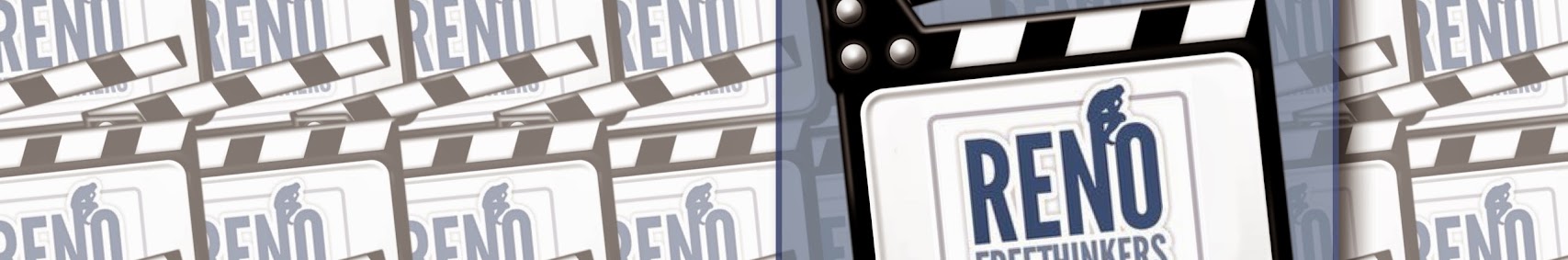 Reno Freethinkers YouTube channel banner with film clapperboards